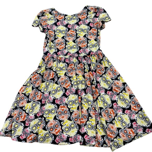 DotDotSmile Girls Size 3/4 Day Of The Dead Floral Dress Halloween Skull Print - Picture 2 of 6